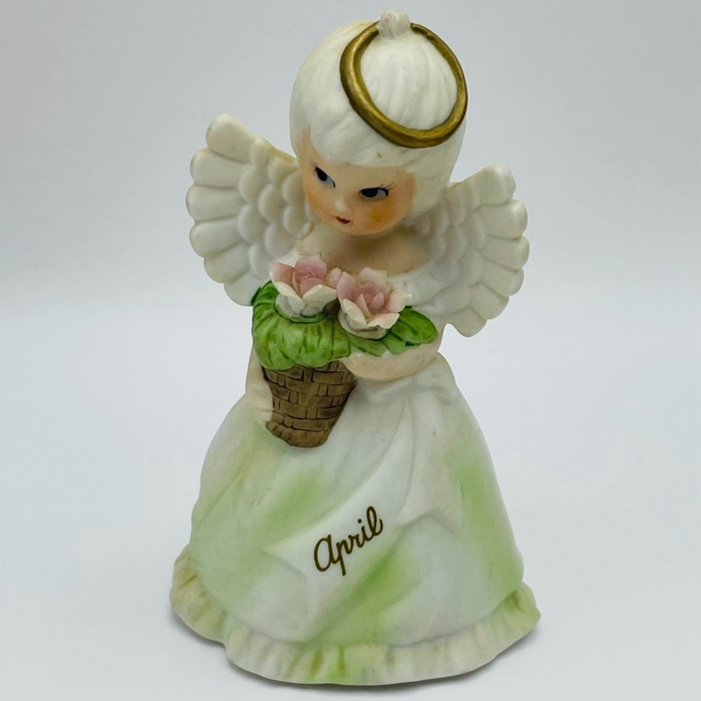 Vintage, Brinn's PGH, Pa, Bisque, “April” Birthday, Girl Angel Figurine, Taiwan